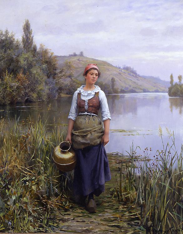 Daniel Ridgeway Knight By the Riverside oil painting picture